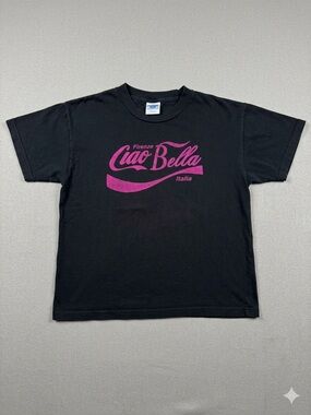 Ipanema Black Tee with Pink 'Ciao Bella' Graphic